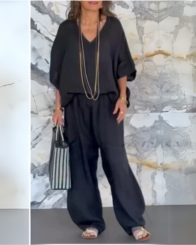 SAIRELA – ENSEMBLE DÉCONTRACTÉ EN COTON ET LIN