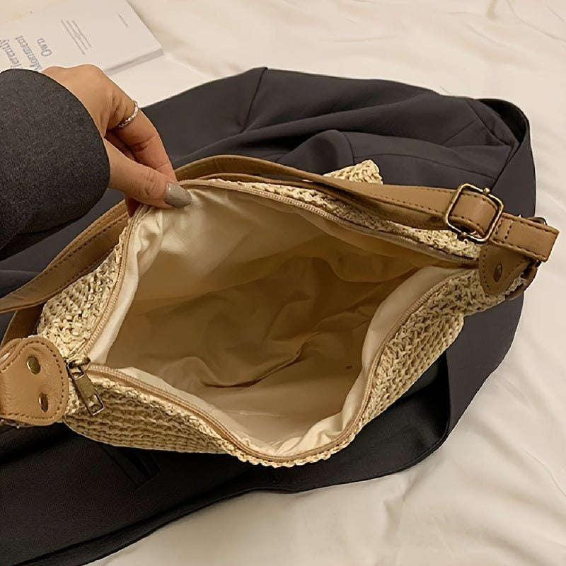 Solène sac en paille avec poche extérieure