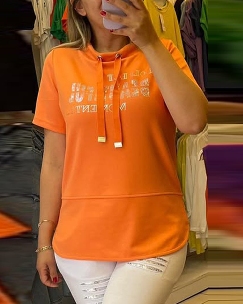 T-Shirt Avec Cordon De Serrage À Manches Courtes