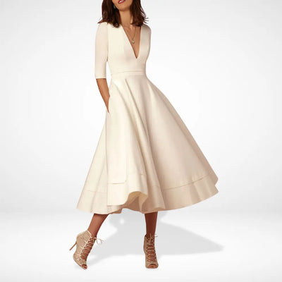 Robe midi évasée décolleté pour Femme – Shana