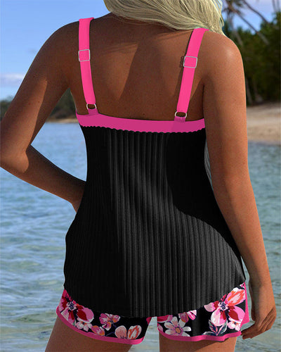 Tankini V-Ringé Imprimé Boxer de Sport