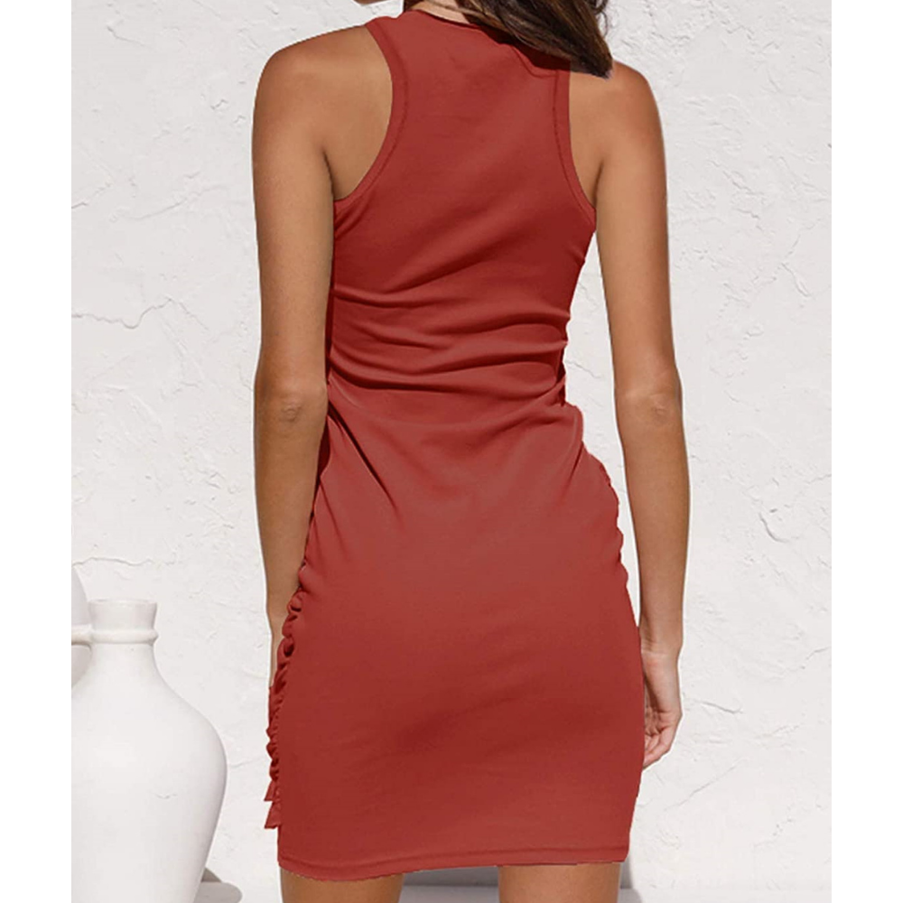 Tess™ | Robe Midi Élégante en Coton avec Nœud Latéral