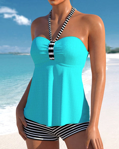 Tankinis dos nu à rayures