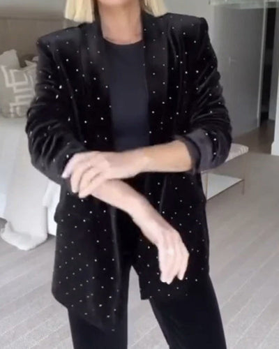 SAVAYA - BLAZER EN VELOURS ORNÉ DE STRASS