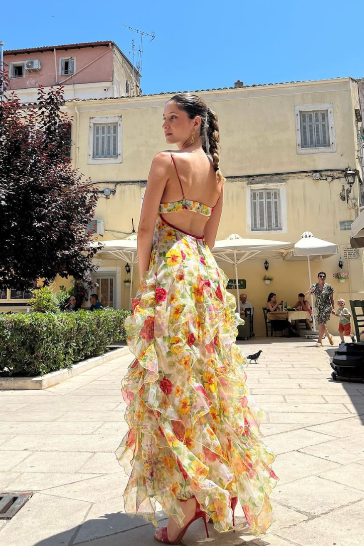 Saskia | Robe longue à volants