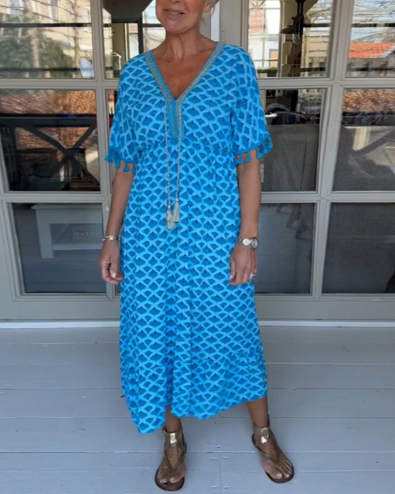 Winona - Robe à Franges en V d'Été