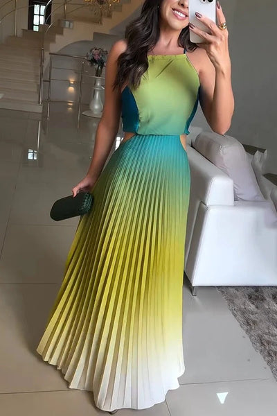 Robe longue plissée élégante