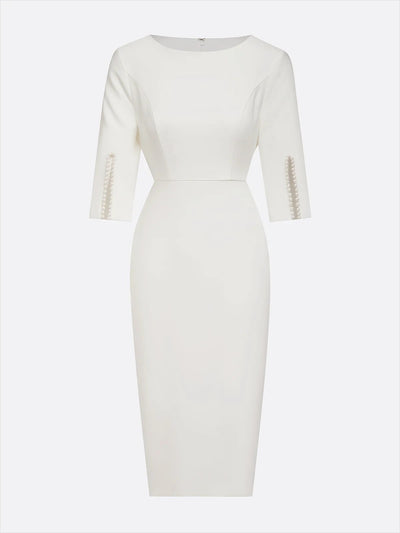 Robe mi-longue classique avec perles