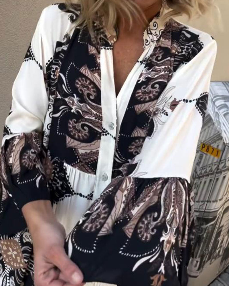 Robe Manche Trompette Col Monté Rétro