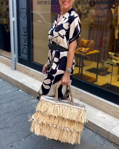 Robe Tempérament Revers Fleuri