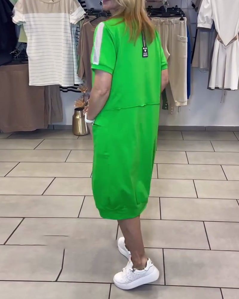 Robe Manches Courtes Imprimée Droite