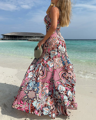 Robe Plage Vacances Imprimé Bandoulière