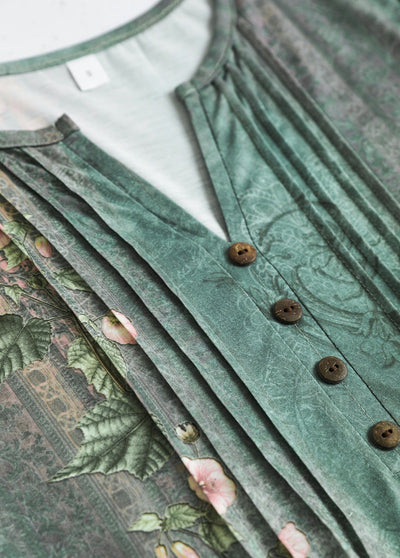 T-shirt imprimé floral vert sauge