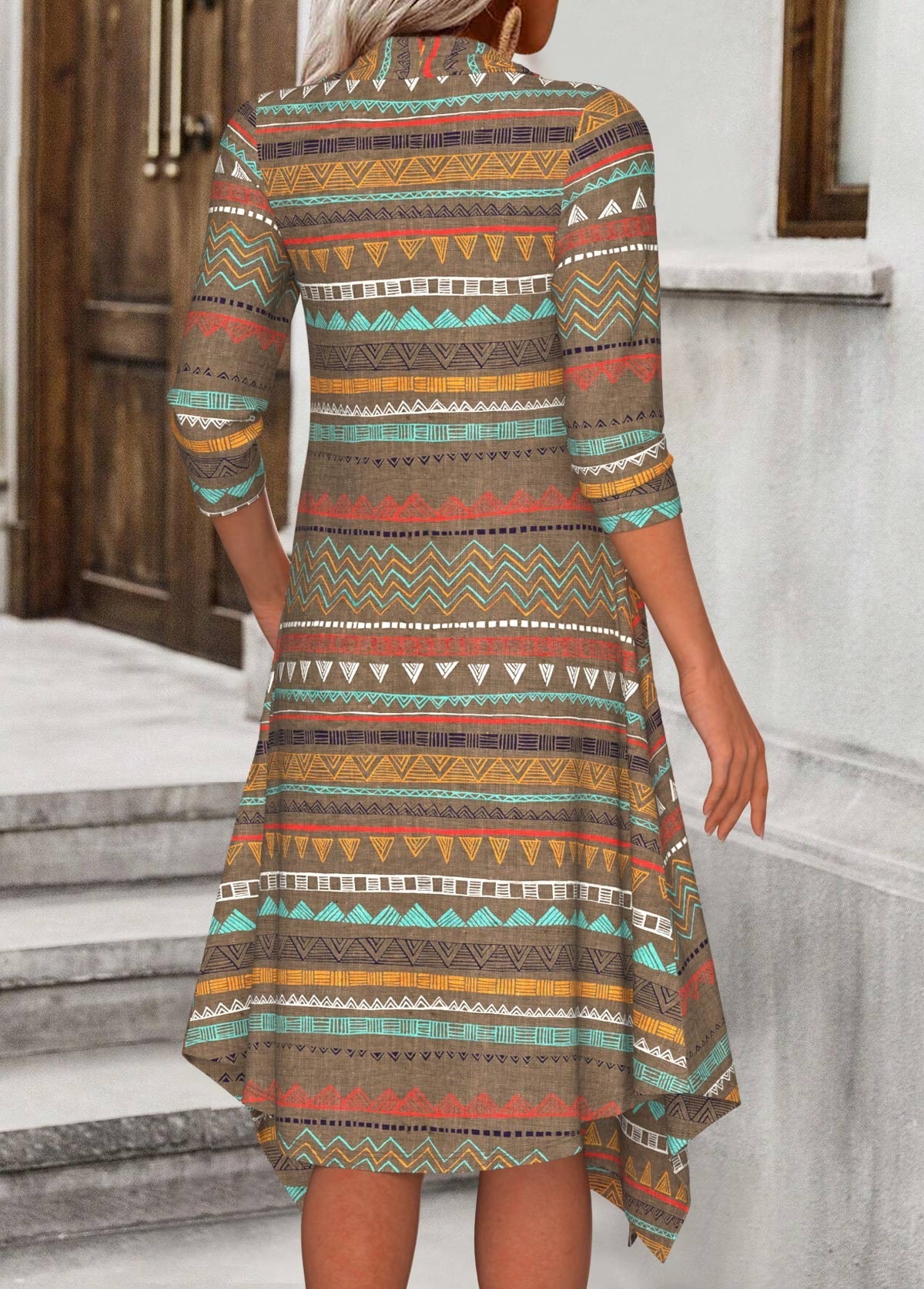 Robe trapèze 2 en 1 à imprimé tribal