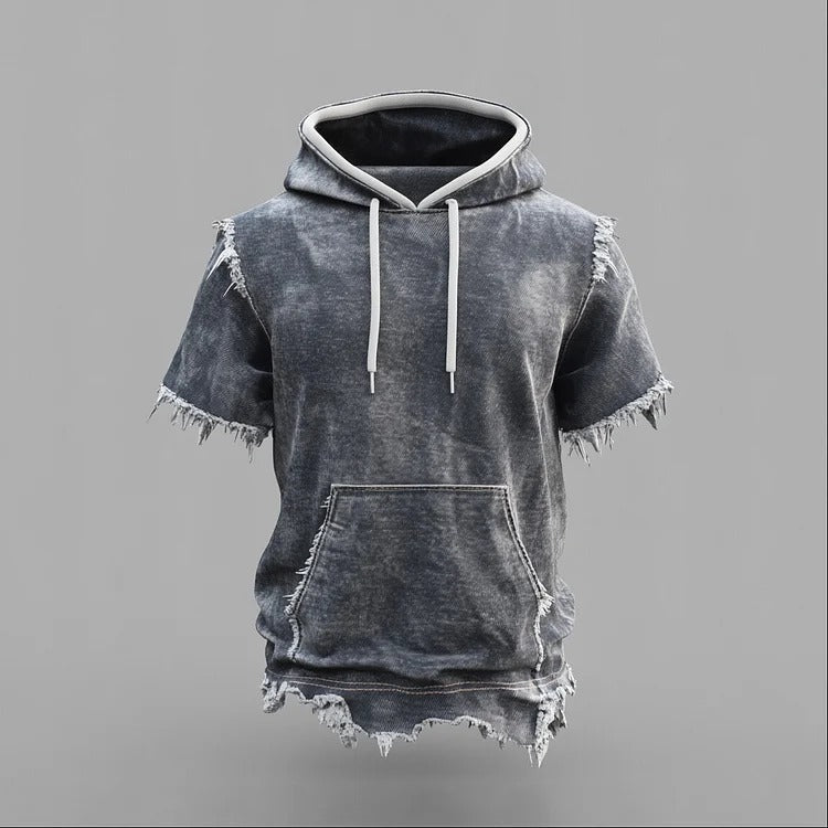 Sweat à capuche en denim délavé