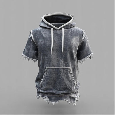 Sweat à capuche en denim délavé