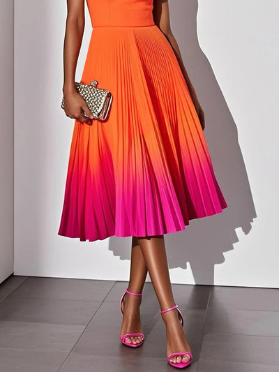 Robe mi-longue classique plissée sans manches