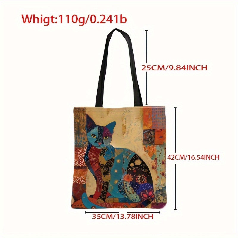 Rosa™ | Sac à Épaule Élégant en Toile avec Motif Chat