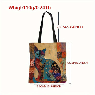 Rosa™ | Sac à Épaule Élégant en Toile avec Motif Chat