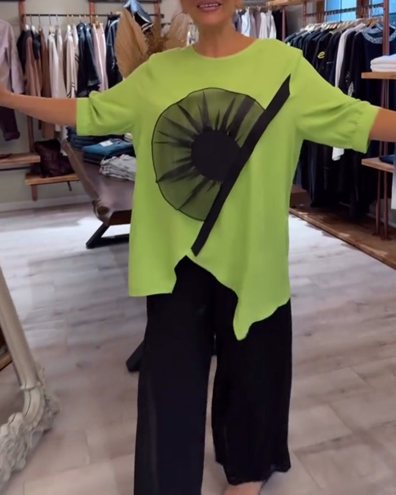 T-Shirt Imprimé Fleuri Manches Courtes Décontracté