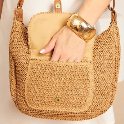 Solène sac en paille avec poche extérieure