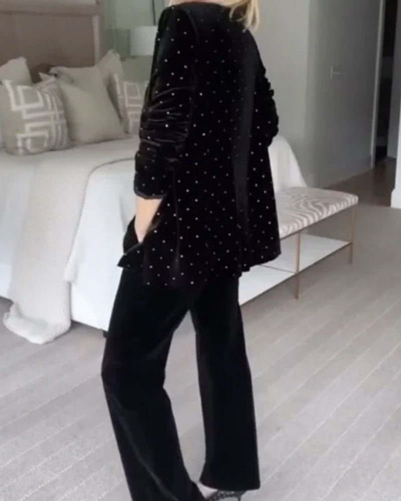 SAVAYA - BLAZER EN VELOURS ORNÉ DE STRASS