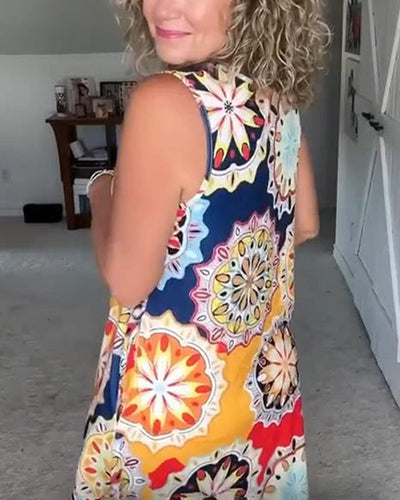 Robe Sans Manches Imprimé Cercle