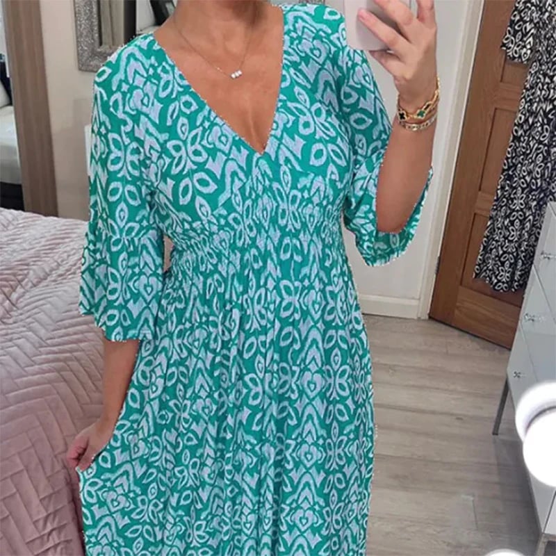 Ciona | Robe fleurie avec décolleté en V