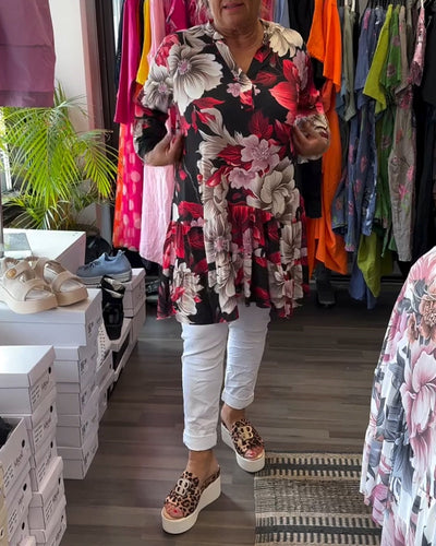 Robe Manches Cloche Lâche Fleurie