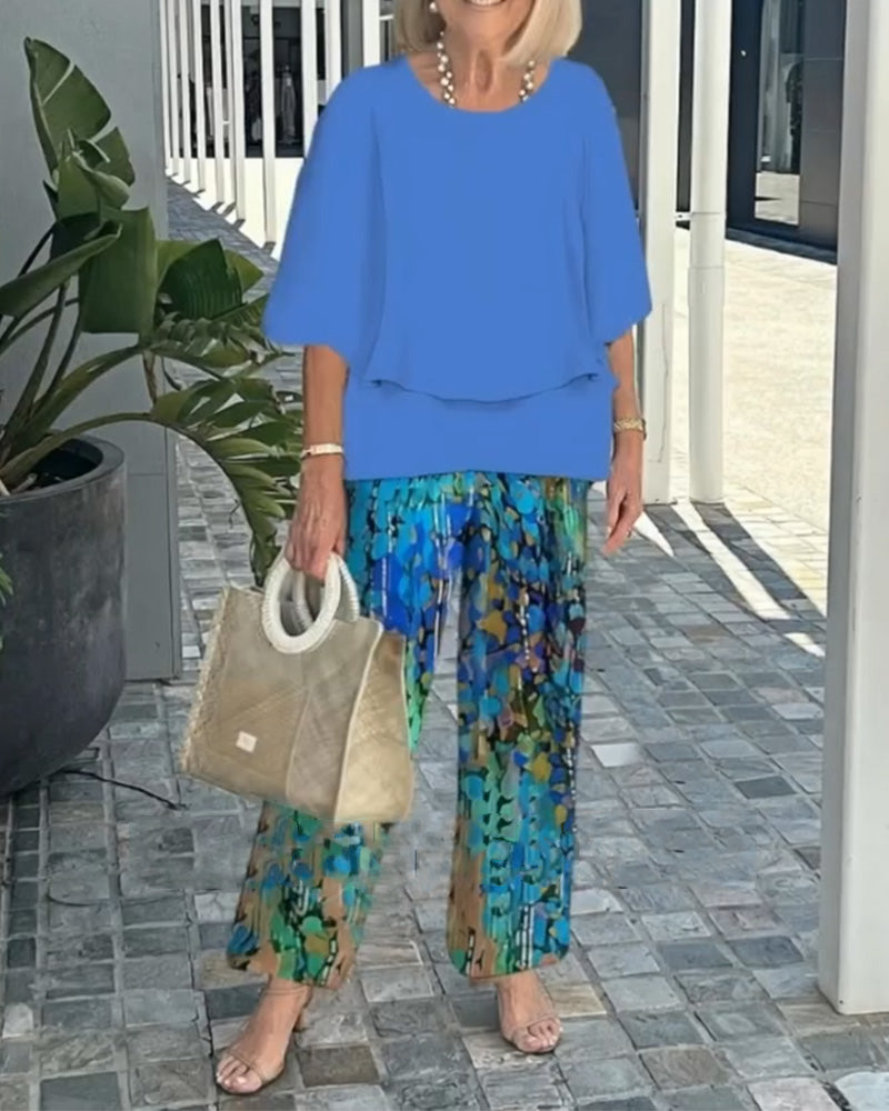 Set Imprimé Tendance Deux-Pièces Pour Navetteurs