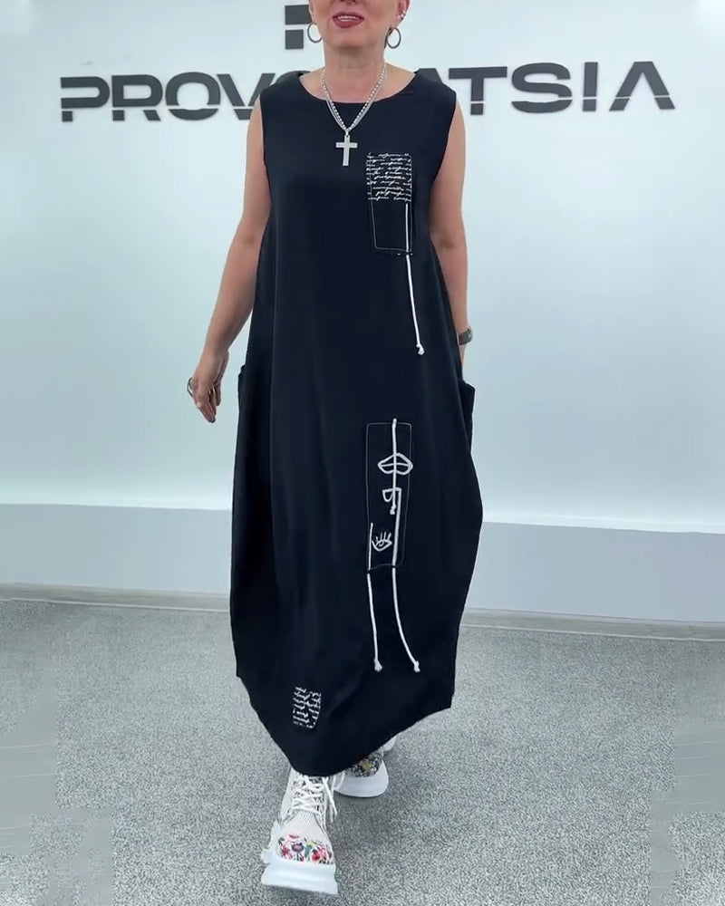 Robe Sans Manches Imprimé Lettre Oversize