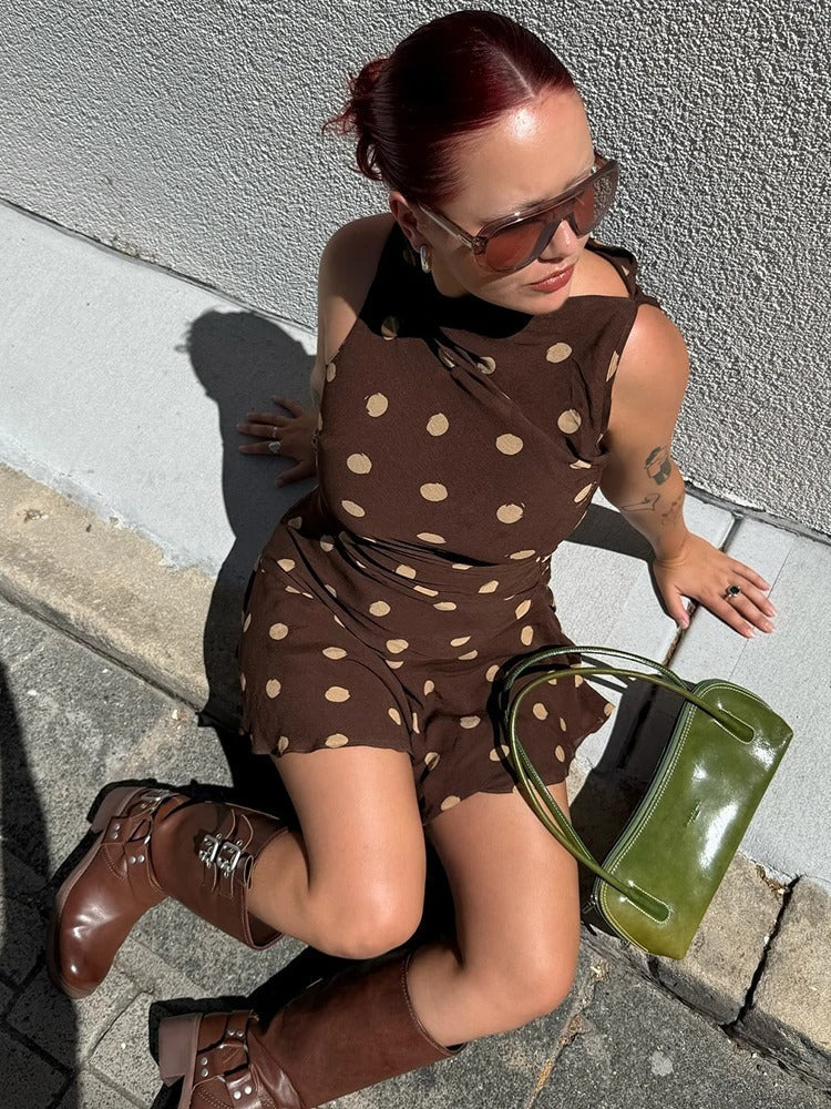 Sophie Paris® | Robe asymétrique à pois sans manches