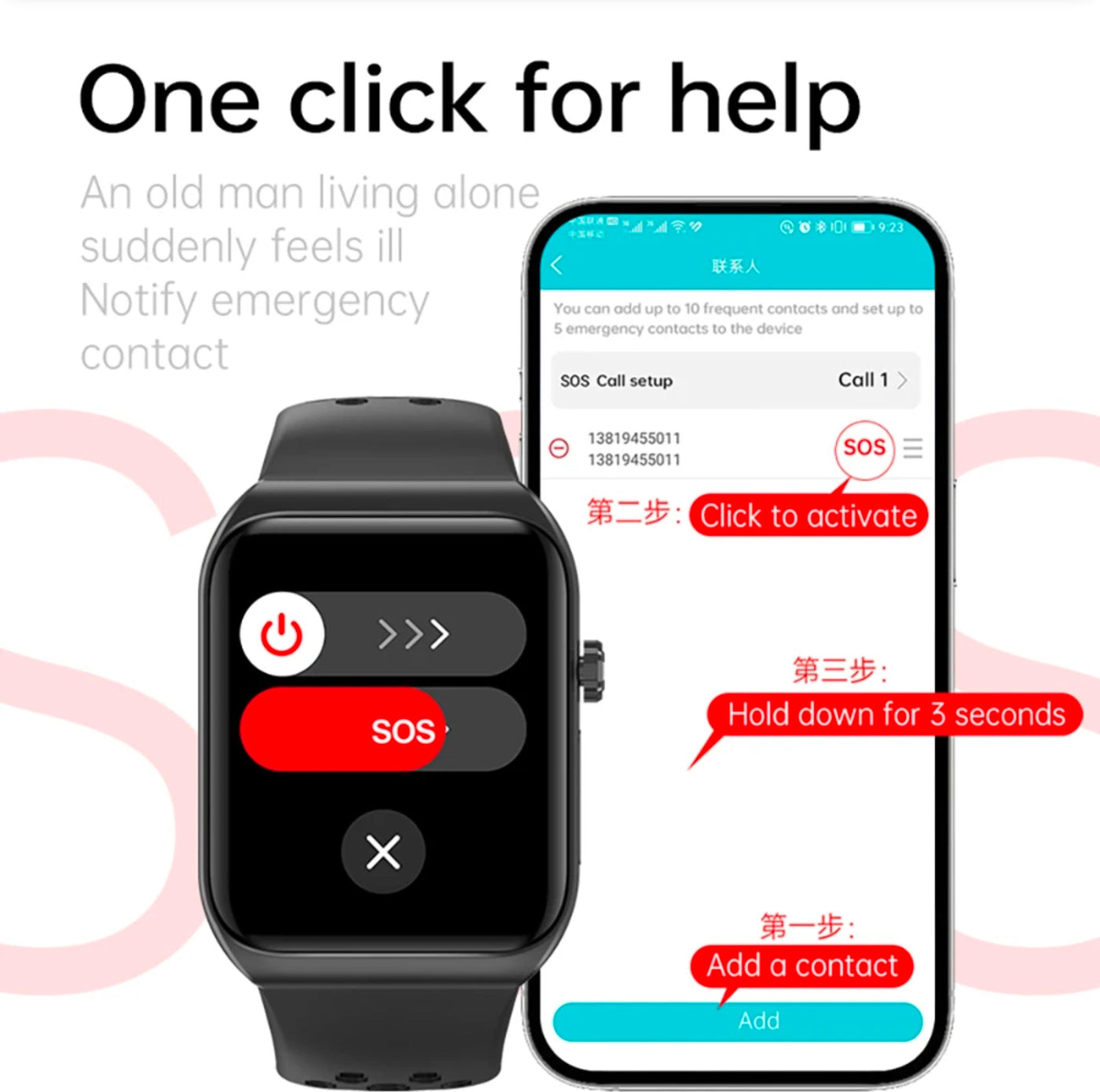 Smartwatch Moniteur de glycémie ECG Fréquence cardiaque Fitness Tracker