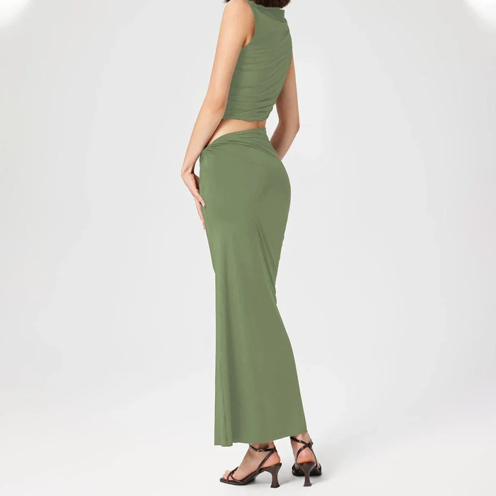 Sophie Paris® | Robe longue drapée asymétrique