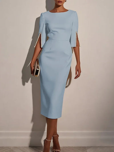 Robe mi-longue classique avec perles