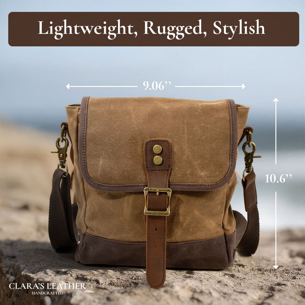 William - Petit Sac Bandoulière en Toile et Cuir