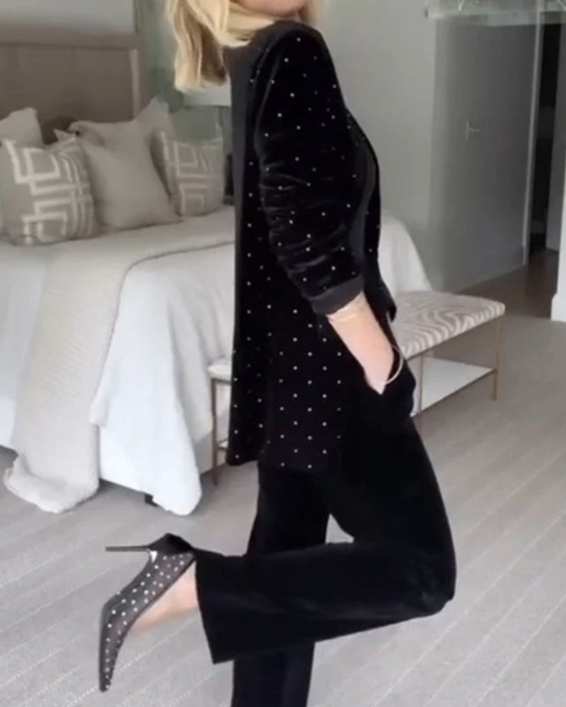 SAVAYA - BLAZER EN VELOURS ORNÉ DE STRASS