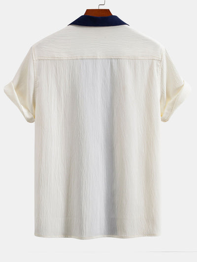 Textured Contrast Cuban Shirt