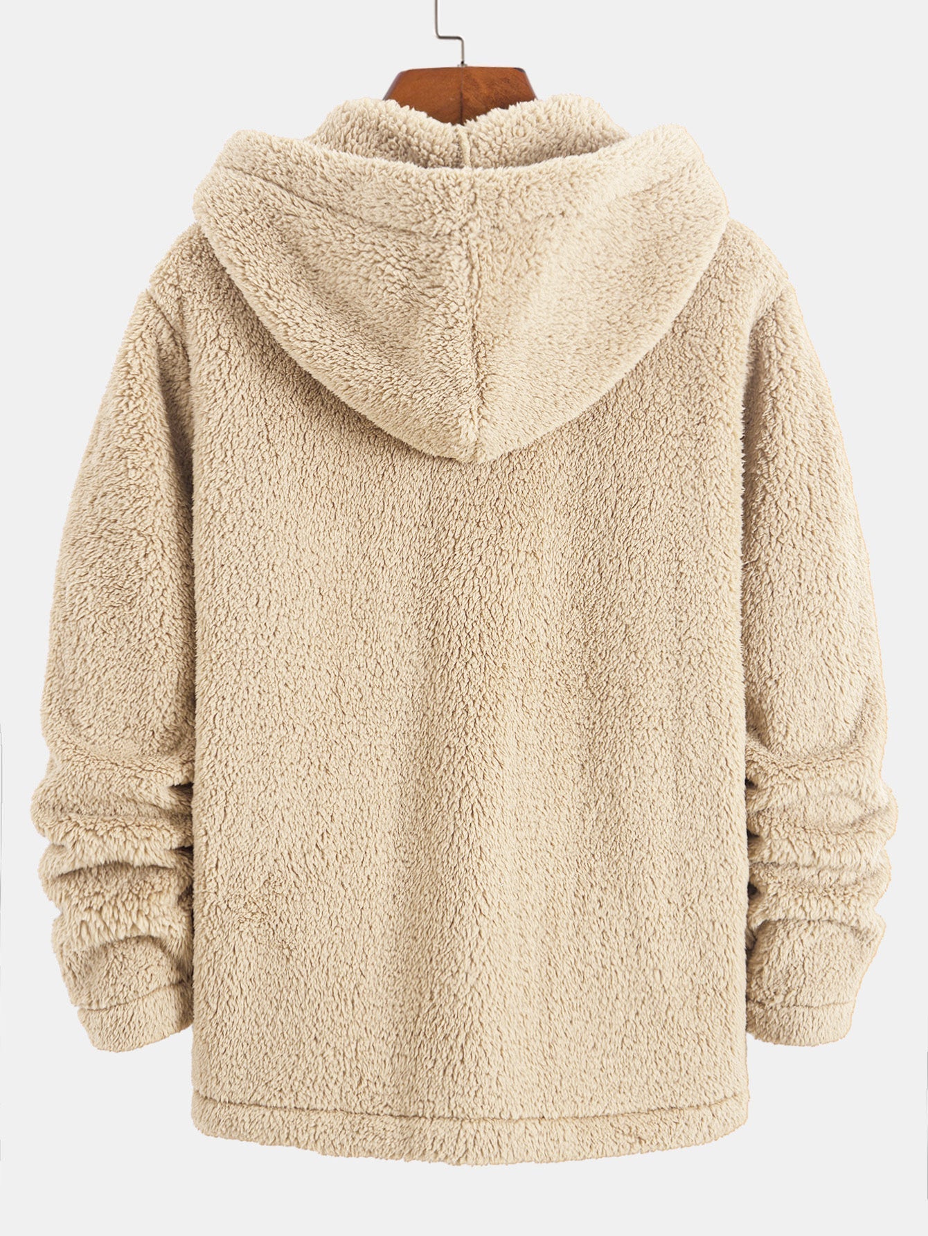 Teddy Fleece Button Up Hooded Coat
