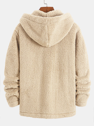Teddy Fleece Button Up Hooded Coat