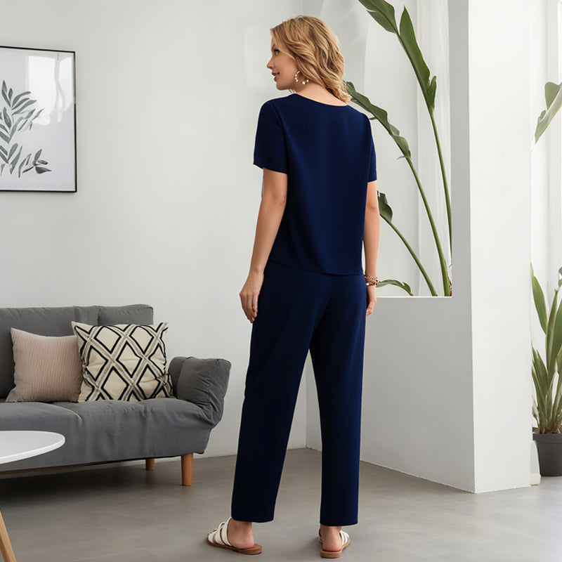 Sanne| Ensemble avec haut décontracté doux et pantalons pour femmes