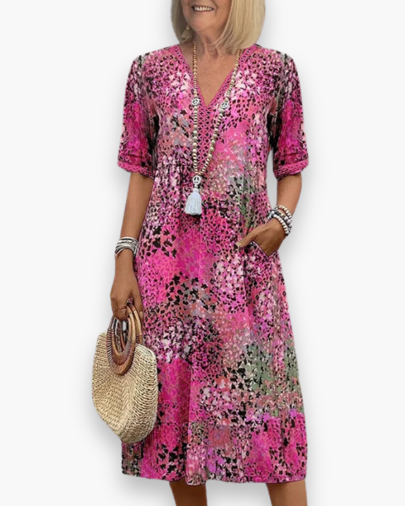 Robe midi imprimée femme | Élégant