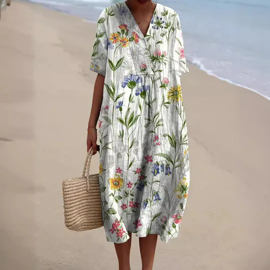 Robe Midi à Imprimé Fleuri pour Femmes