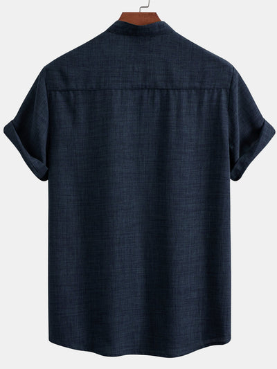 Short Sleeve Stand Collar Shirt