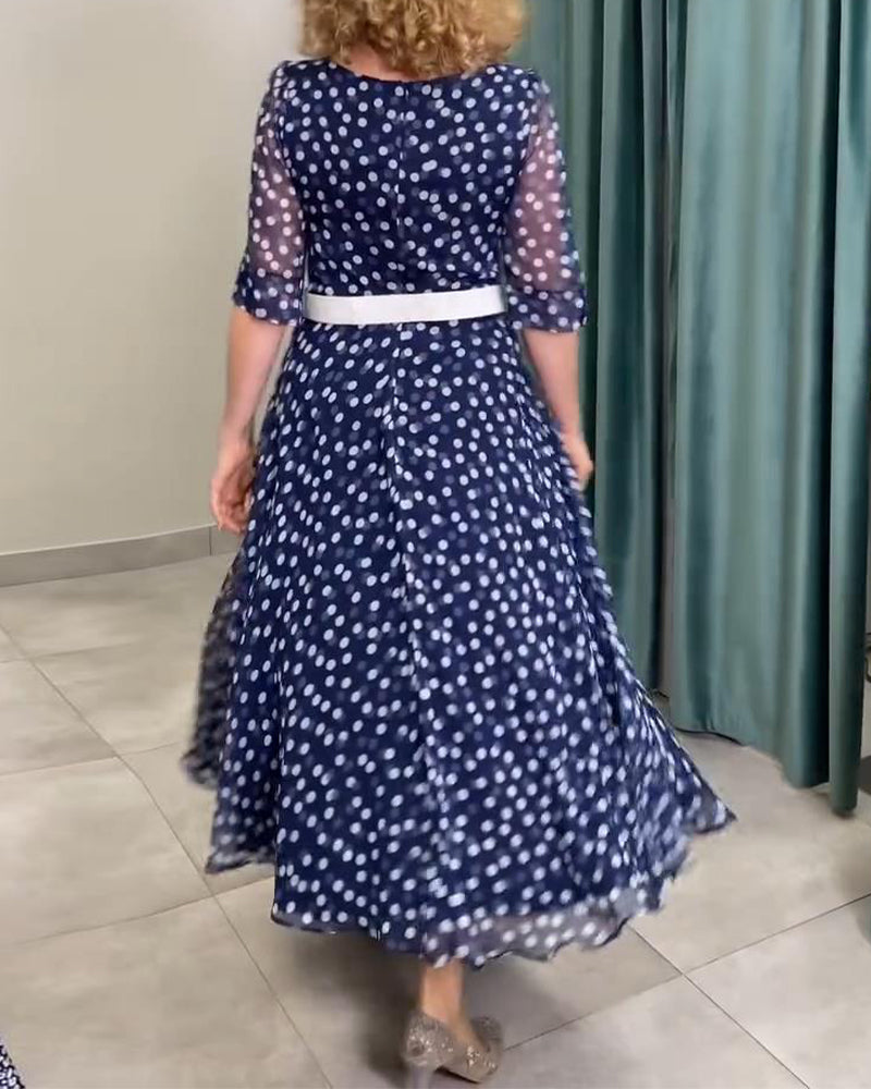 Robe Manches Demi-Pois Chiffon