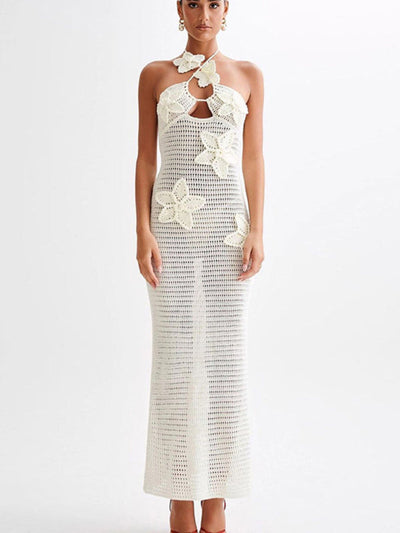 Sophie Paris® | Robe élégante en tricot ajouré sans manches