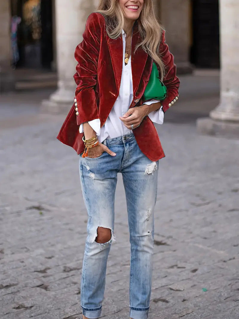 Desiree - Rétro Elégant Seul Bouton Blazer