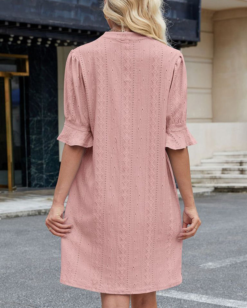 Robe Unie à Col en V