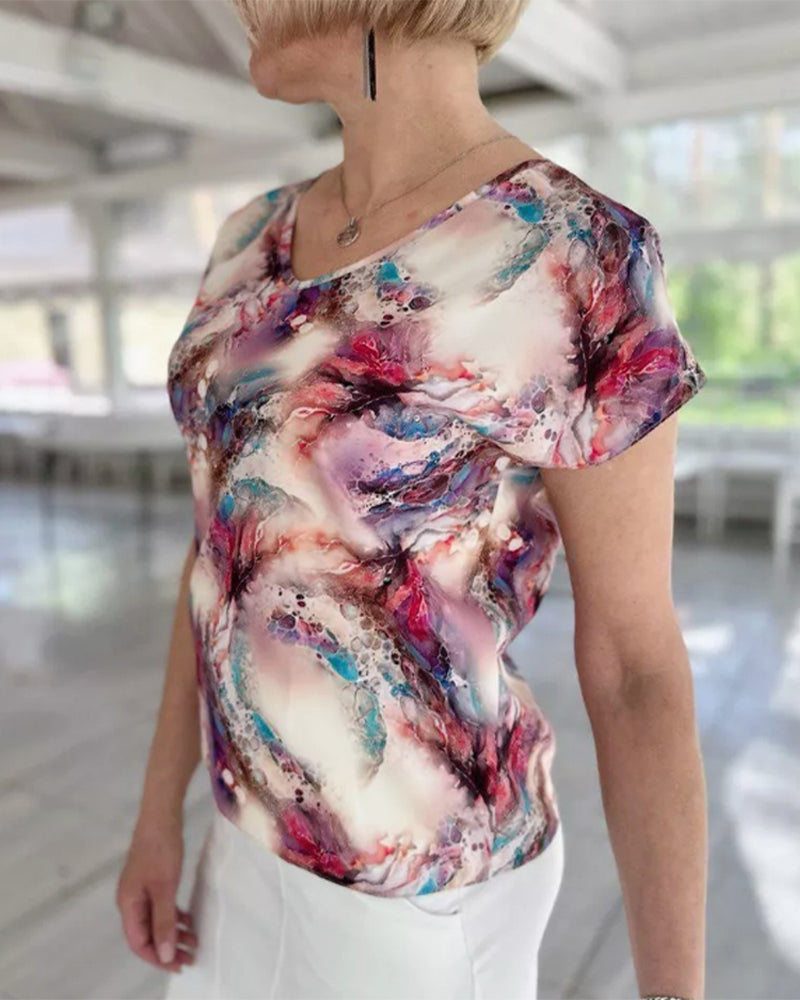 T-Shirt Imprimé À Manches Courtes