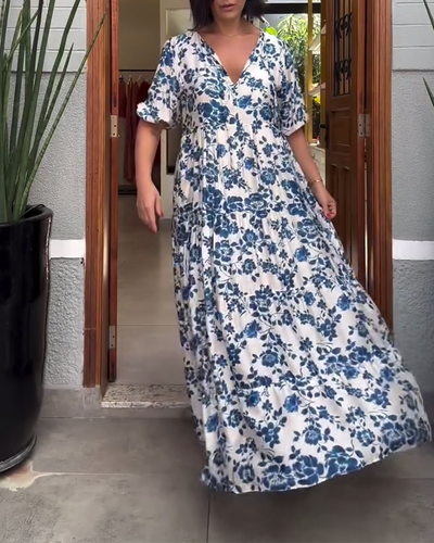 Robe Manches Courtes Imprimé Floral